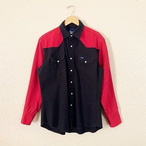 Vintage wrangler color block button up shirt